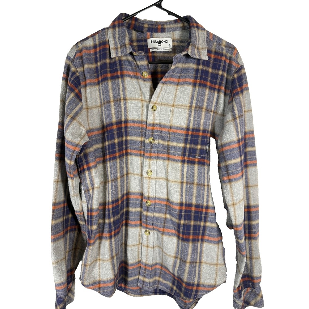 Billabong Long‎ Sleeve Plaid Button Up Shirt Mens Size Small Core Fit Stretch